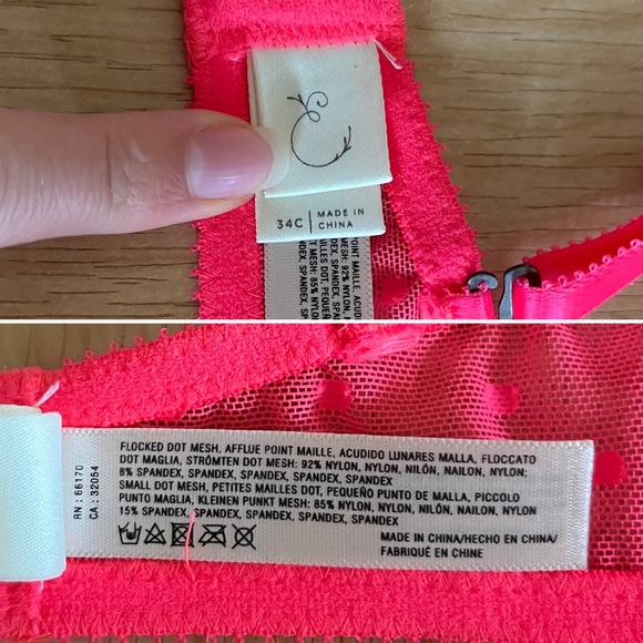 Anthropologie By Eloise Neon Pink Coral Mesh Swiss Dot Converible Strap Bra 34C - Picture 15 of 16
